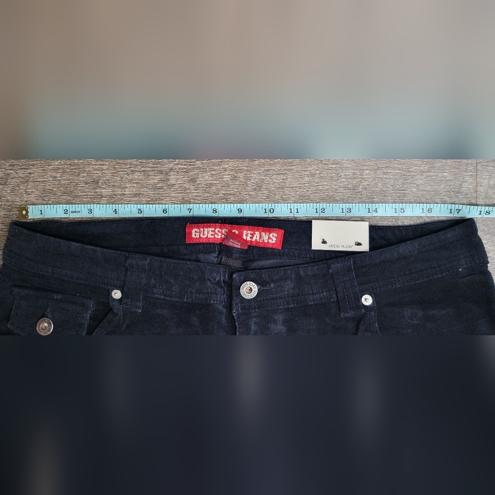 Y2K Vintg Guess‎ Flared Corduroy Pants Womens 34 Black Stretchy Low-Mid Rise NWT - Picture 7 of 12